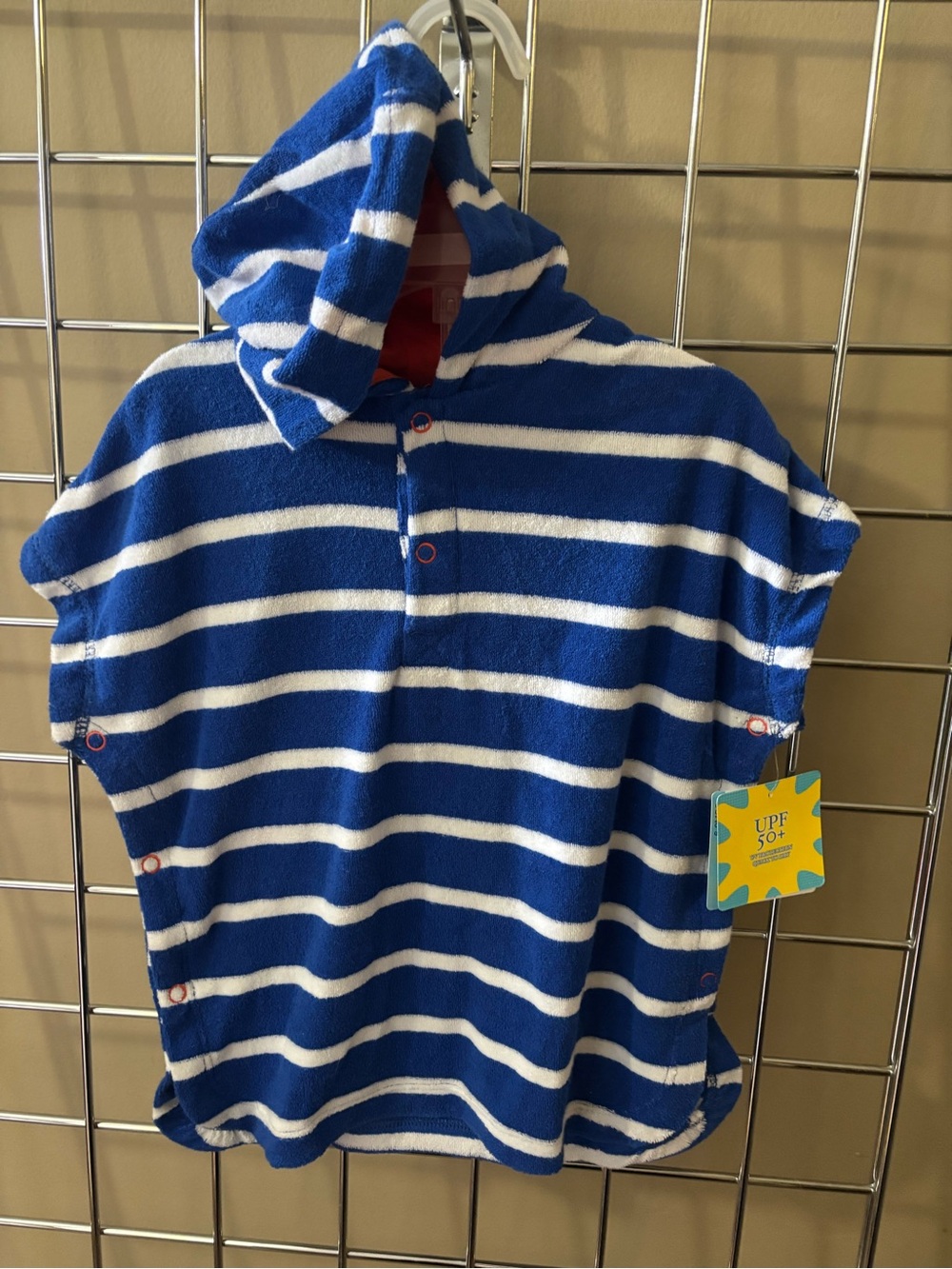 NWT Little Me Sun Cover Up Sz 6-9M 50+ UPF Hoodie Blue & White Striped